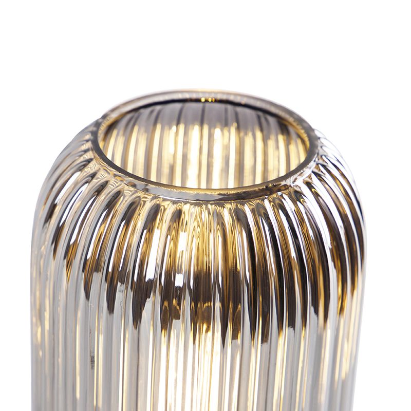 Art Deco tafellamp zwart met smoke glas - Banci