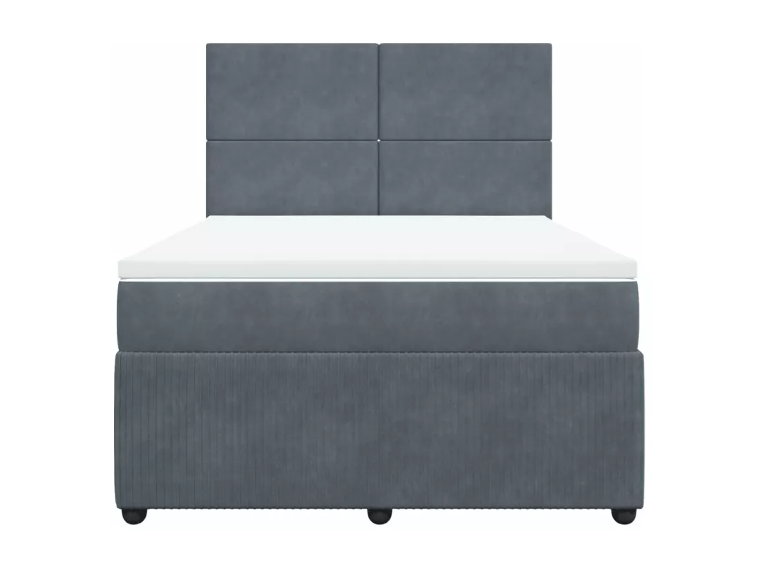 Sommier à lattes de lit et matelas Gris foncé 140x190cm Velours