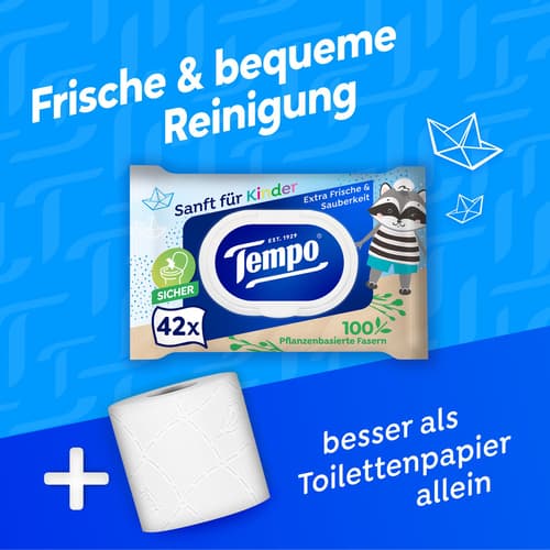 Tempo feuchte Toilettentücher sanft für Kinder