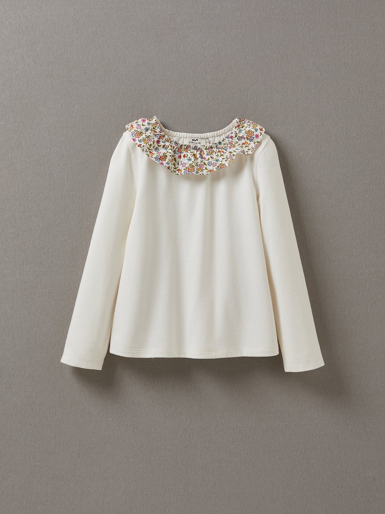 T-shirt Fille col en tissu Liberty - Coton bio