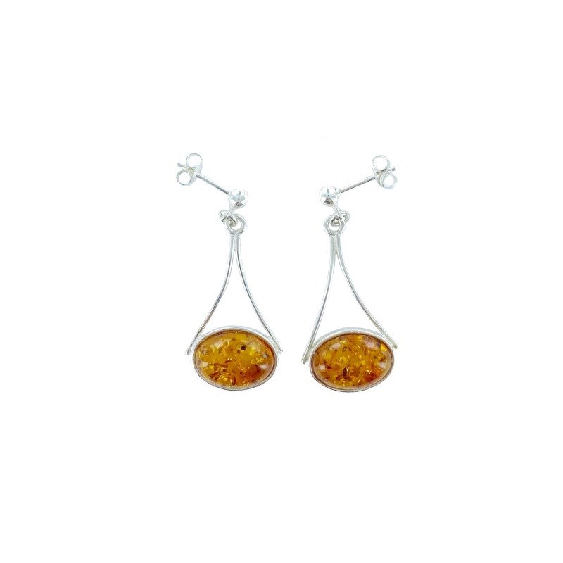 Boucles d'oreilles argent 925 Ambre veritable de la mer Baltique
