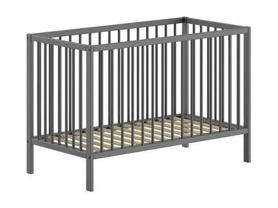 ELIOTT - Lit Bébé 60x120 en Hêtre Massif Laqué Anthracite