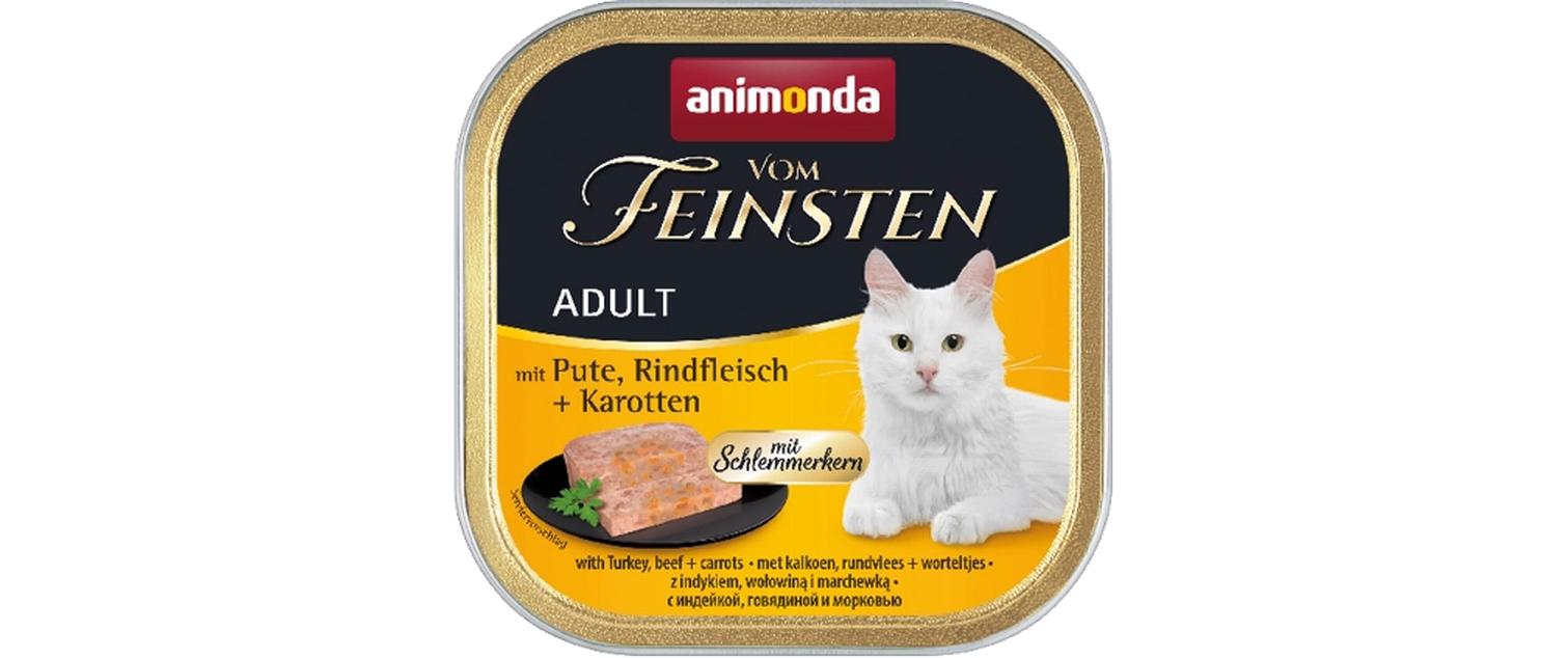 Nassfutter Vom Feinsten Schlemmerkern Pute/Rind 32 x 100gLeicht verdauliches Alleinfutter für ausgewachsene Katzen