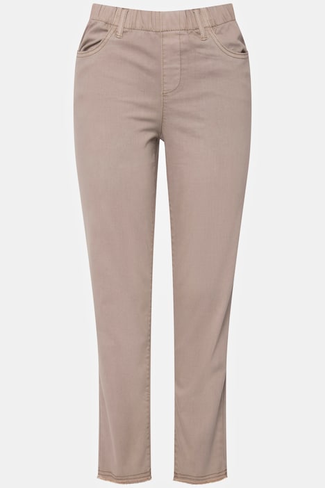 7/8-Slimhose, schmale Passform, 4-Pocket, Fransensaum, mit recyceltem Polyester