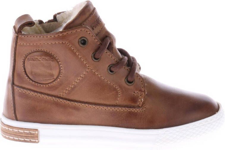 Pinocchio P2851 Hoge sneakers Leren Sneaker Jongens Kids Bruin