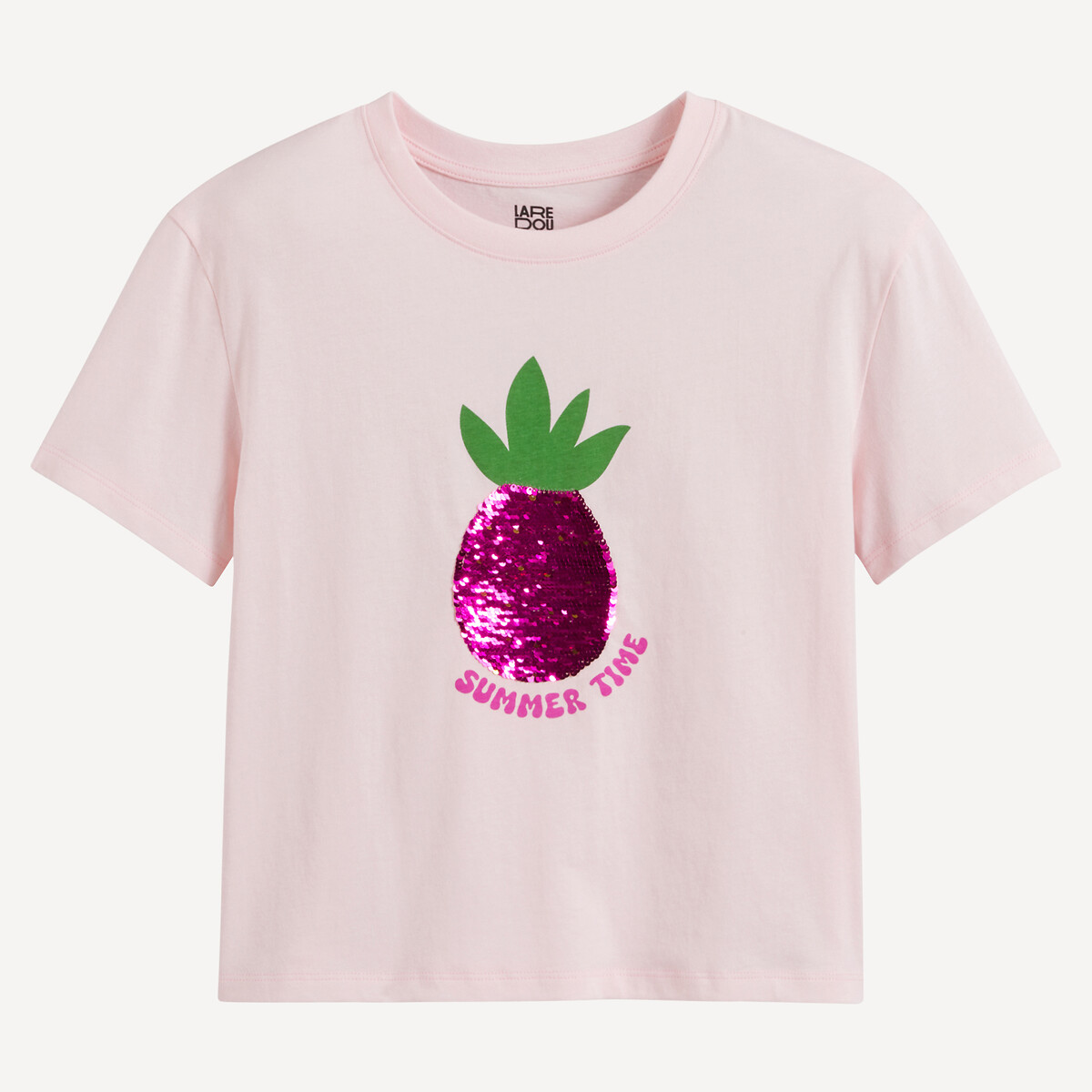 COLEÇÕES LA REDOUTE<br>Camiseta de gola redonda com estampa de lantejoulas reversível