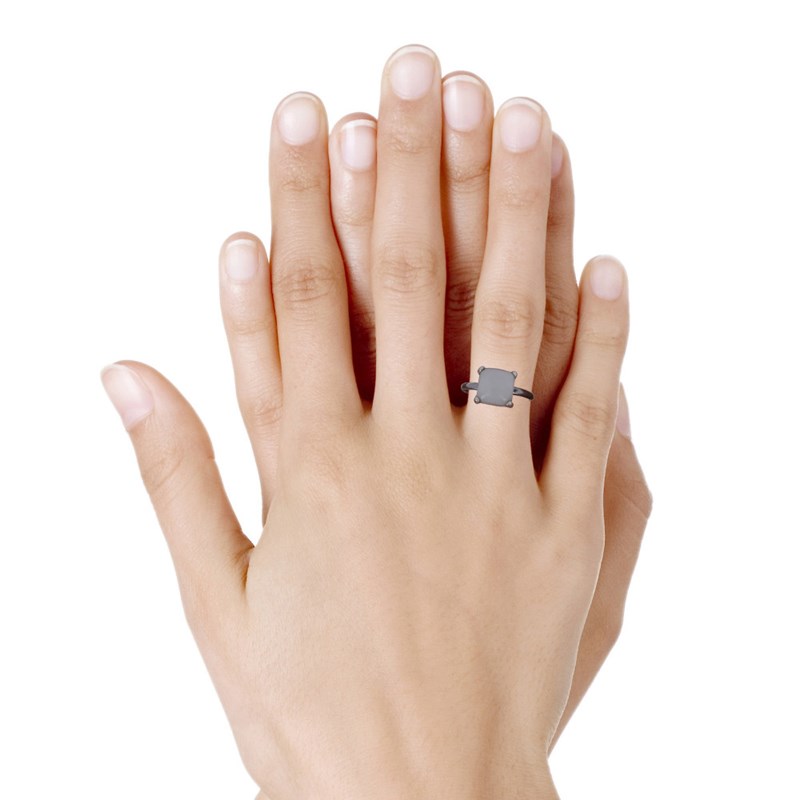 Bague Argent Pavé Carré d'Agate Blanche