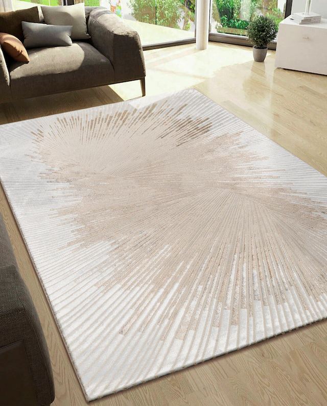 my home Teppich »Elora  Kurzflor« rechteckig 8 mm Höhe mit leichtem Glanz, Hoch Tief Struktur, elegantes Design, Wohnzimmer