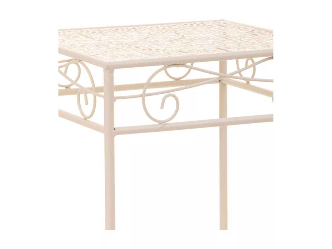 Lot de 3 cache-pots en fer forgé blanc 28x28x28h-23x23x33h-18x18x28h cm