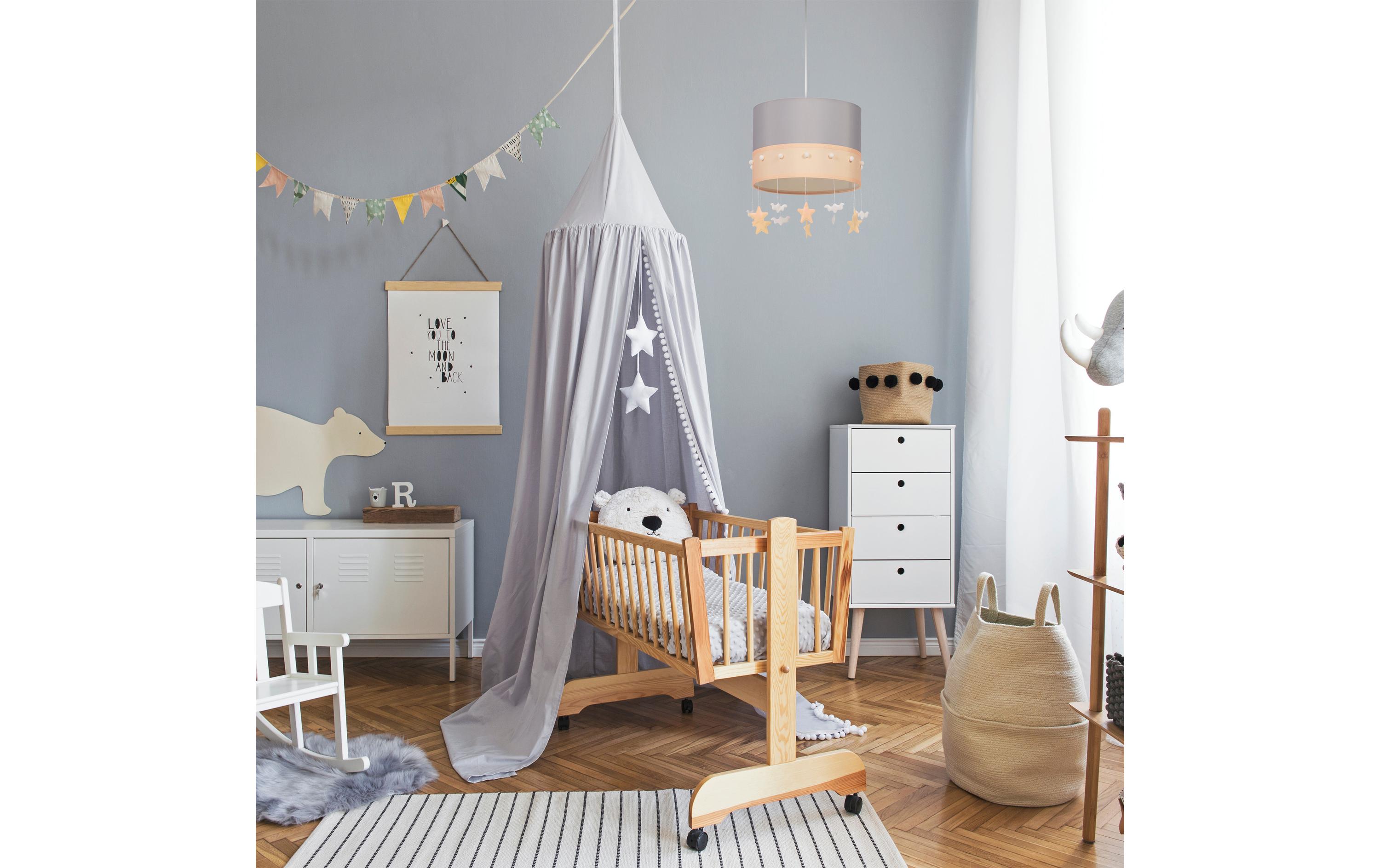 Hängelampe Himmel Grau/Beige/WeissRunde Pendellampe für das Kinderzimmer