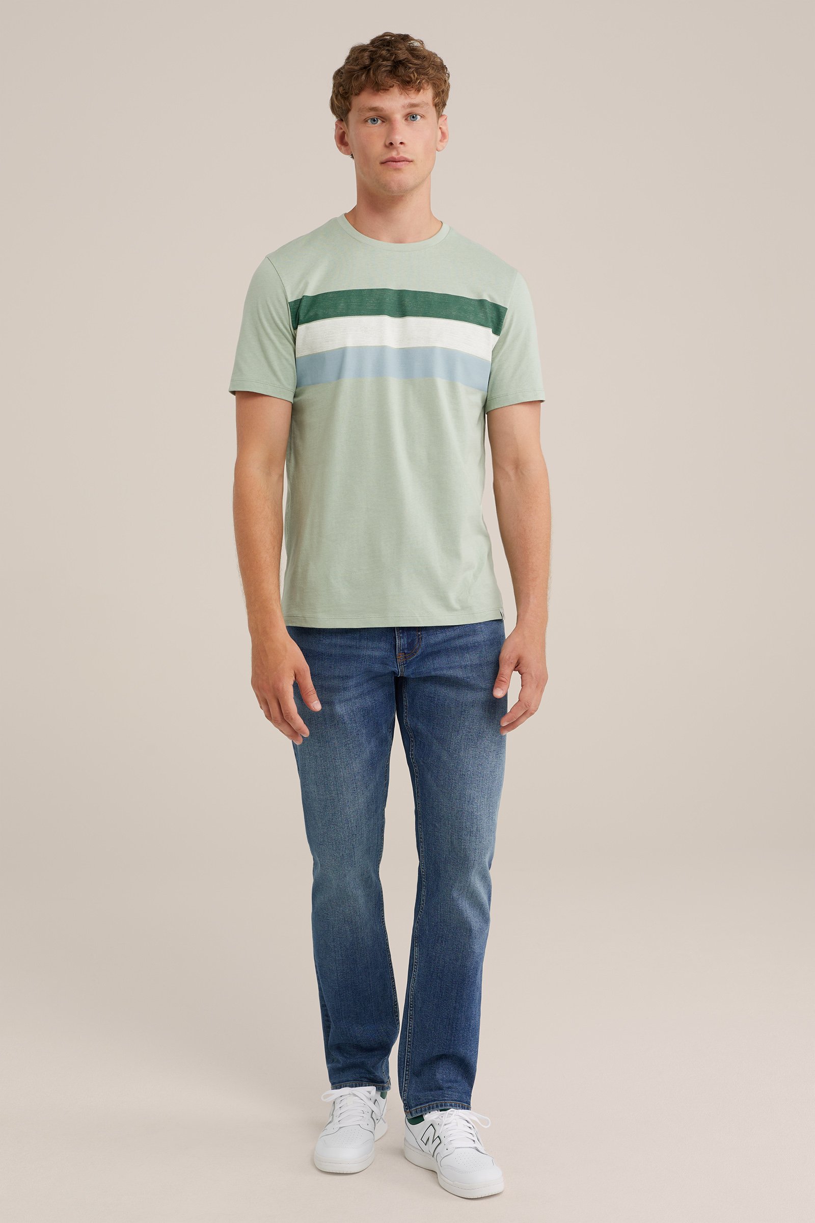 T-shirt met opdruk WE Fashion Mintgroen