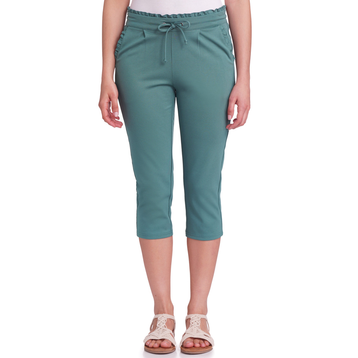 Gina Damen Jogpants in Capri-Länge dunkelgrün