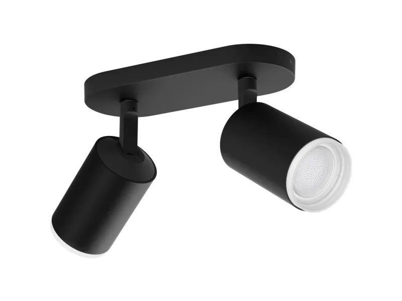 Philips Hue White and Color Ambiance Fugato - Spotlys - LED-lyspære x 2 - GU10 - total: 11.4 W - klasse A  - 16 millioner farver - sort