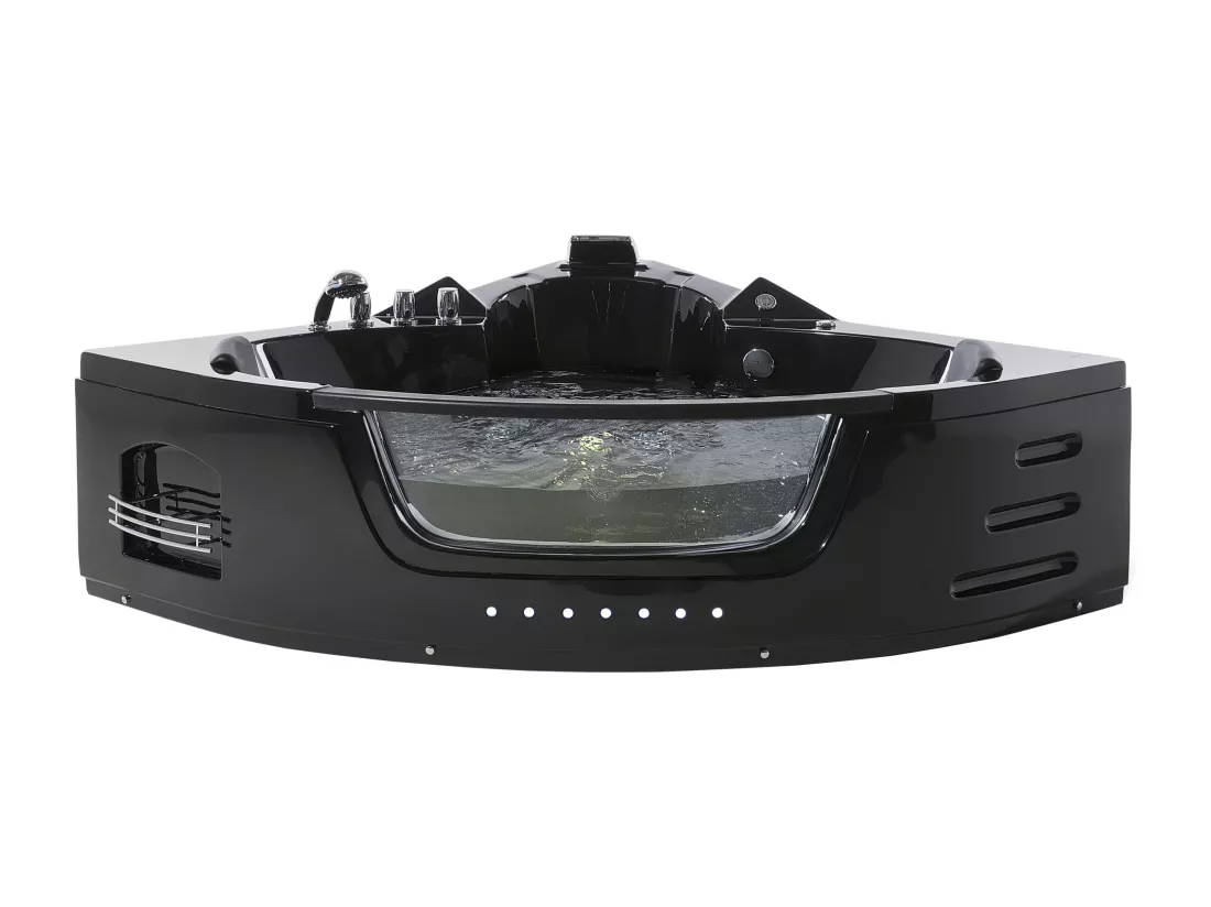 Baignoire d'angle noire 198 x 144 cm avec LED MARTINICA