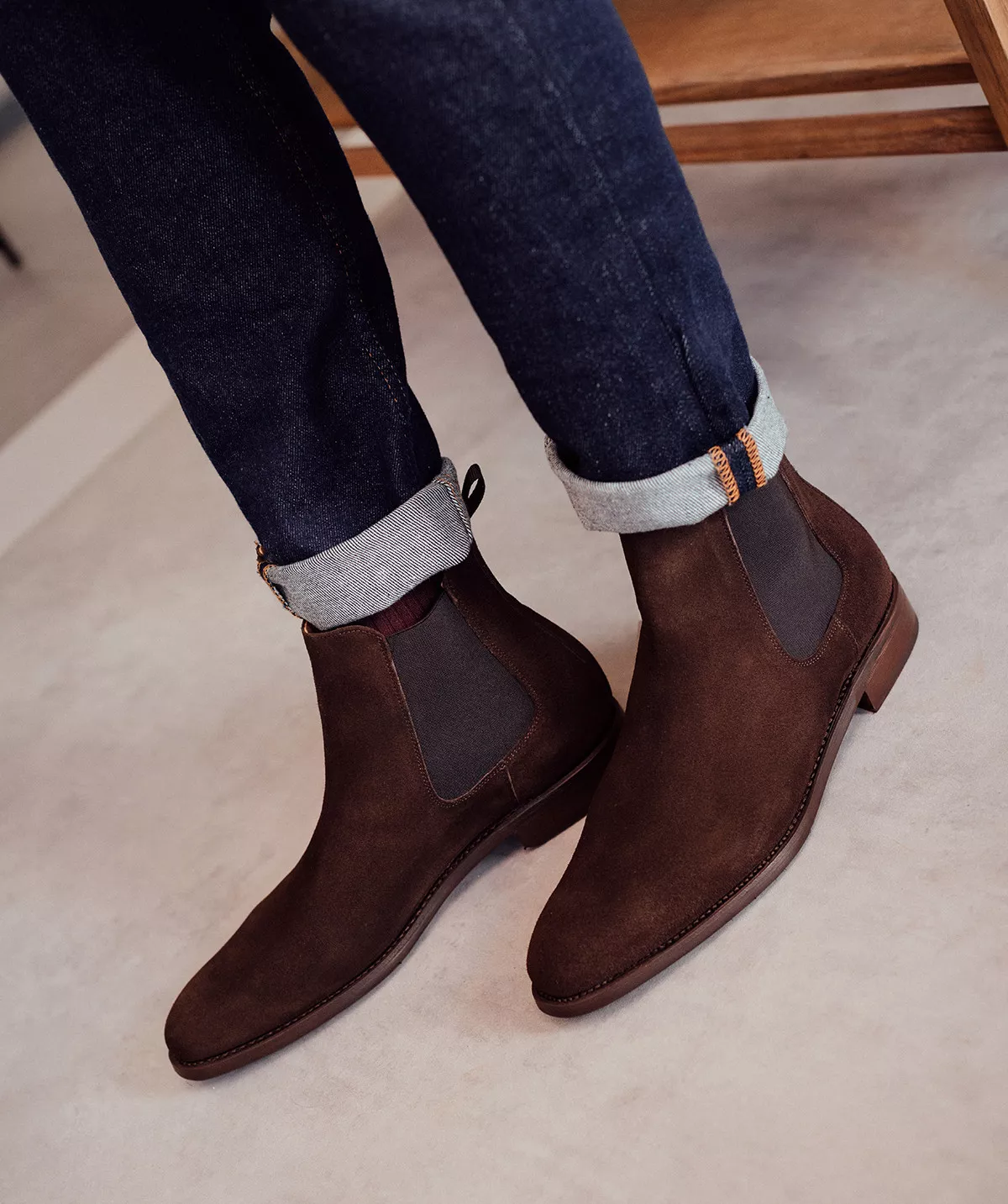 Bottines CHELSEA Veau Velours Marron