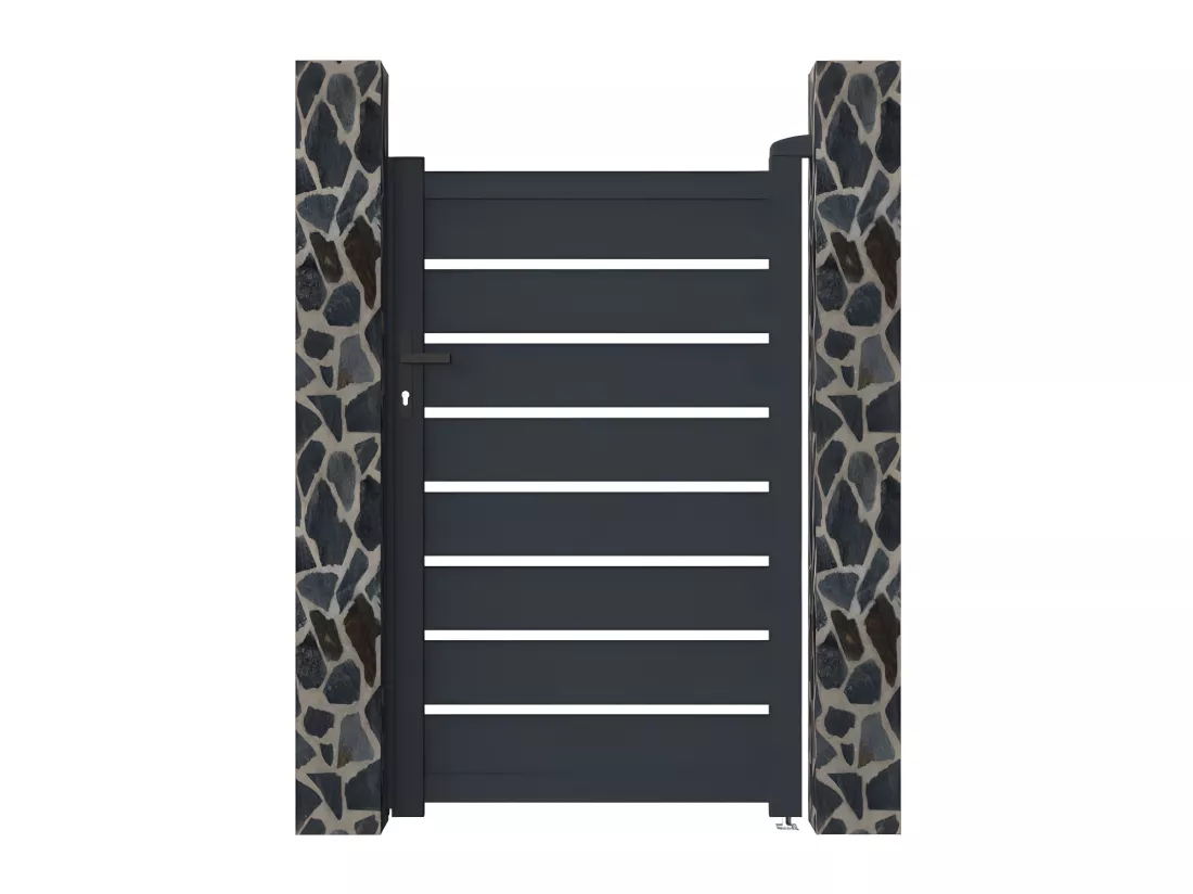 Portillon battant aluminium ajouré L103 x H166 cm anthracite - PRIMO