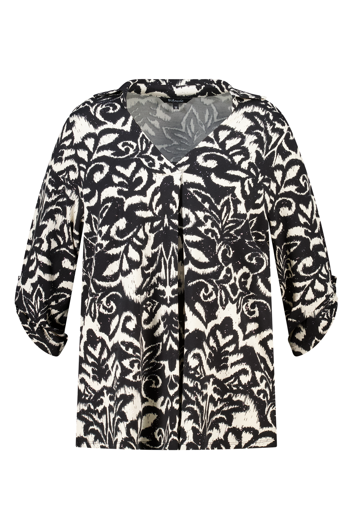 Top met stretch en foil print Multi zwart-wit