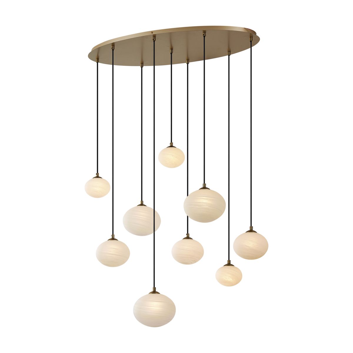 Art Deco hanglamp goud met opaal glas 9-lichts - Yani
