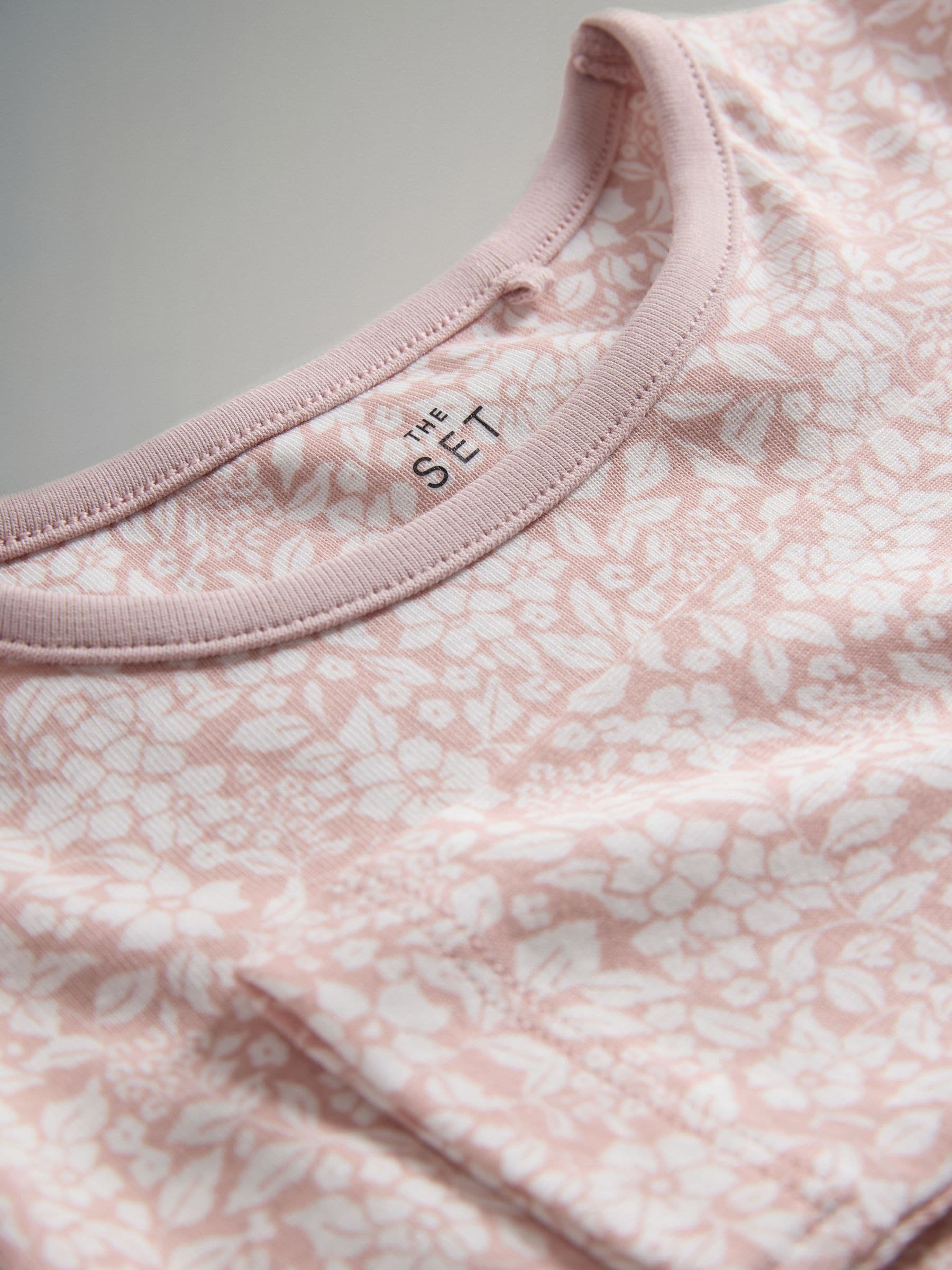 Roze/wit - The Set verpakking van 4 behaaglijke katoenen jersey pyjama's