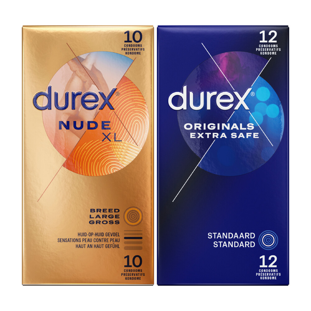 Durex - Originals XXL Condooms 12 stuks& Nude XL Condooms 10 stuks Pakket
