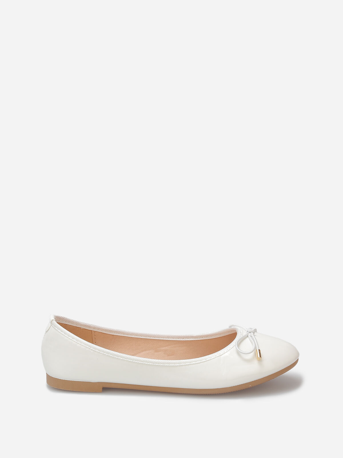 Ballerines plates vernies avec noeud- Blanc