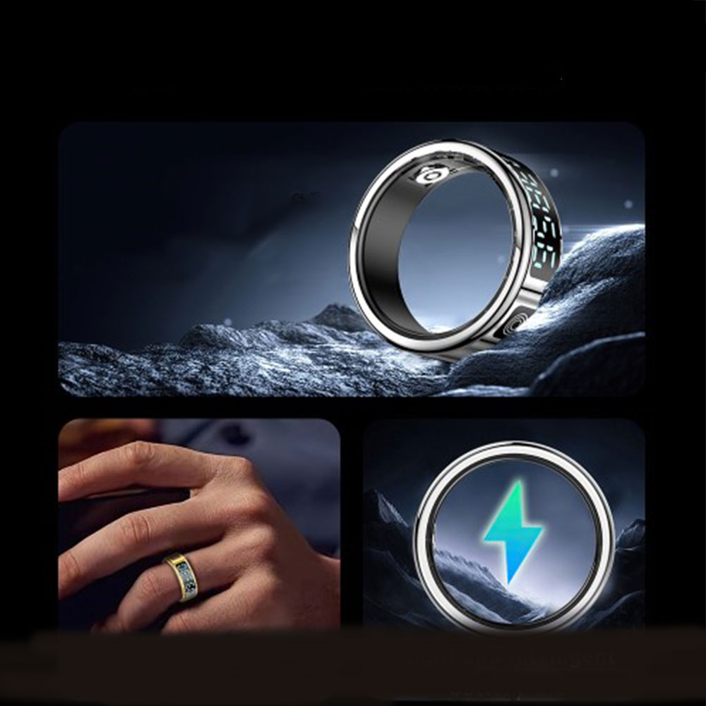 Smart Ring mit Quick-View Display / Blutsauerstoffmessung / Schrittzähler (20.7mm Durchmesser) (IP68) - Schwarz