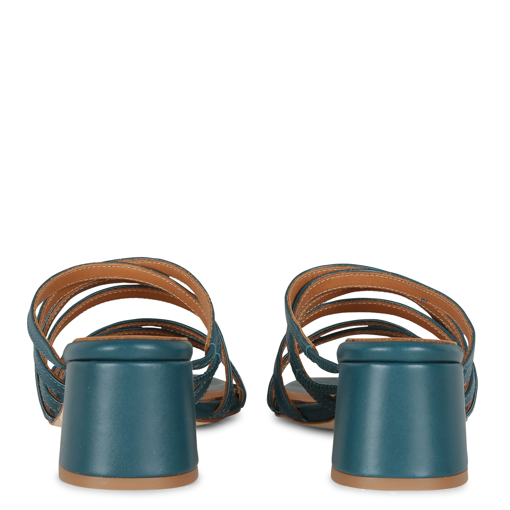DELFINA - Mules à brides en cuir métallisé | Bleu