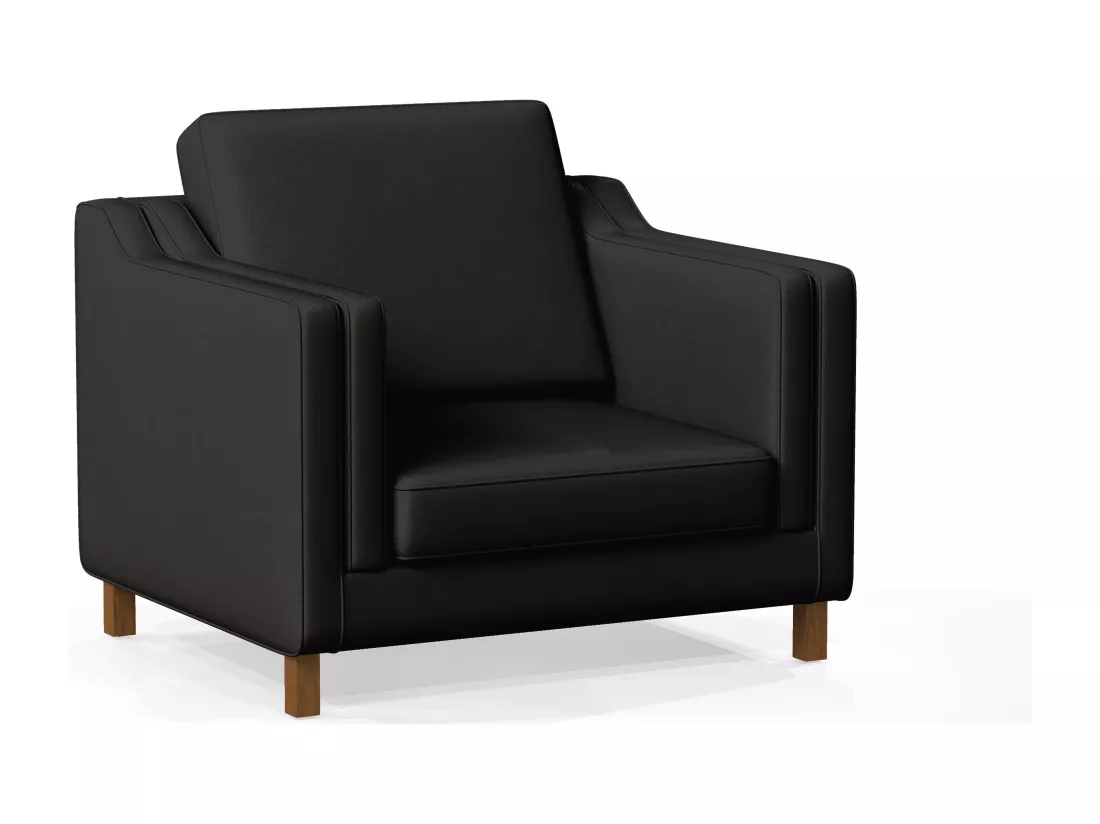 Fauteuil avec Accoudoirs - Revêtu de Cuir - Mattathais Noir