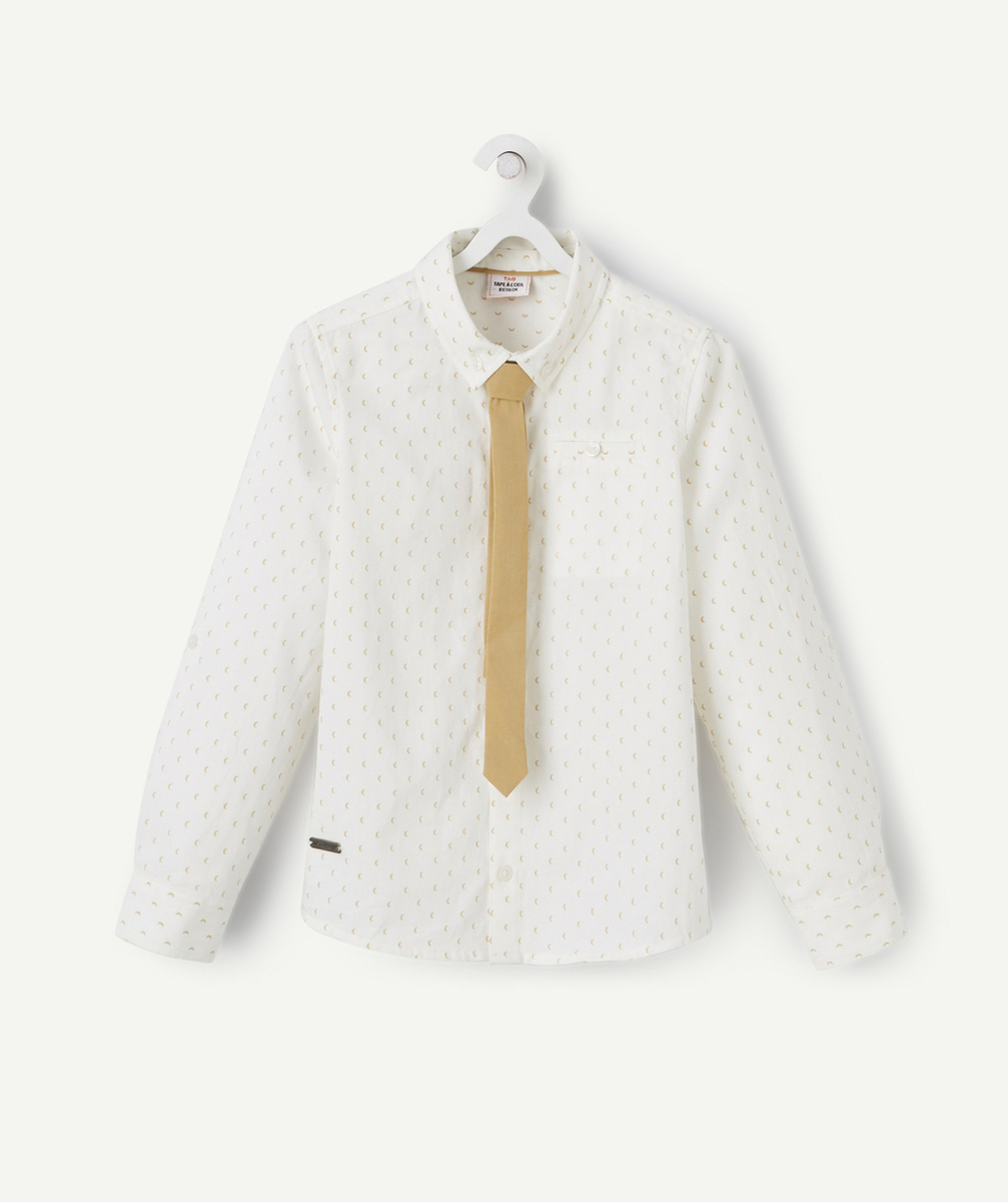 CHEMISE GARÇON BLANCHE EN COTON AVEC CRAVATE AMOVIBLE