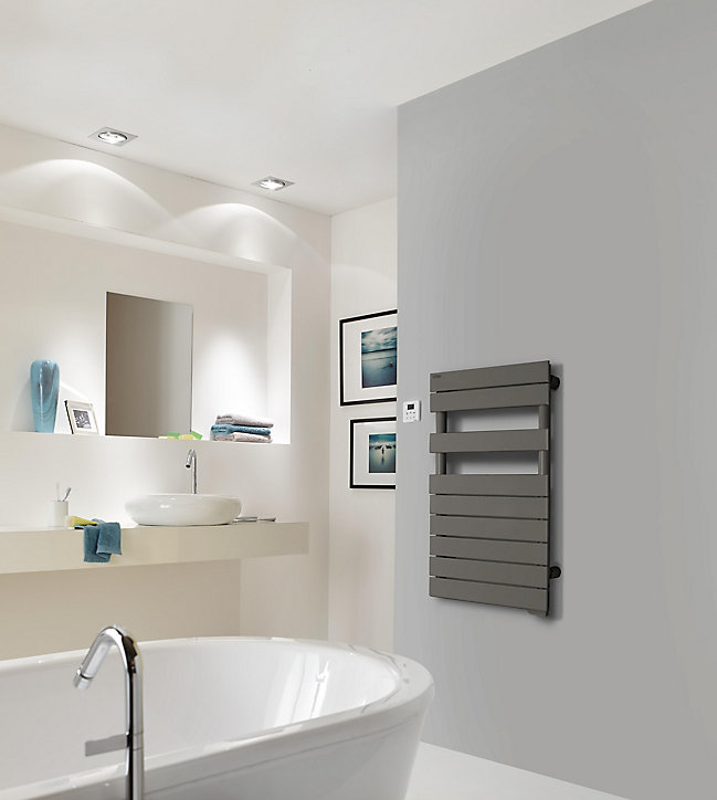 Sèche-serviettes électrique à inertie fluide Acova Alpaga symétrique grey aluminium 500W