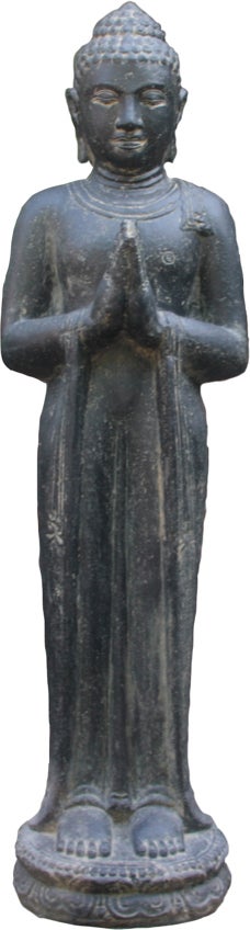 Stone Lite tuinbeeld Boeddha staand zwart 25 x 25 x 100 cm