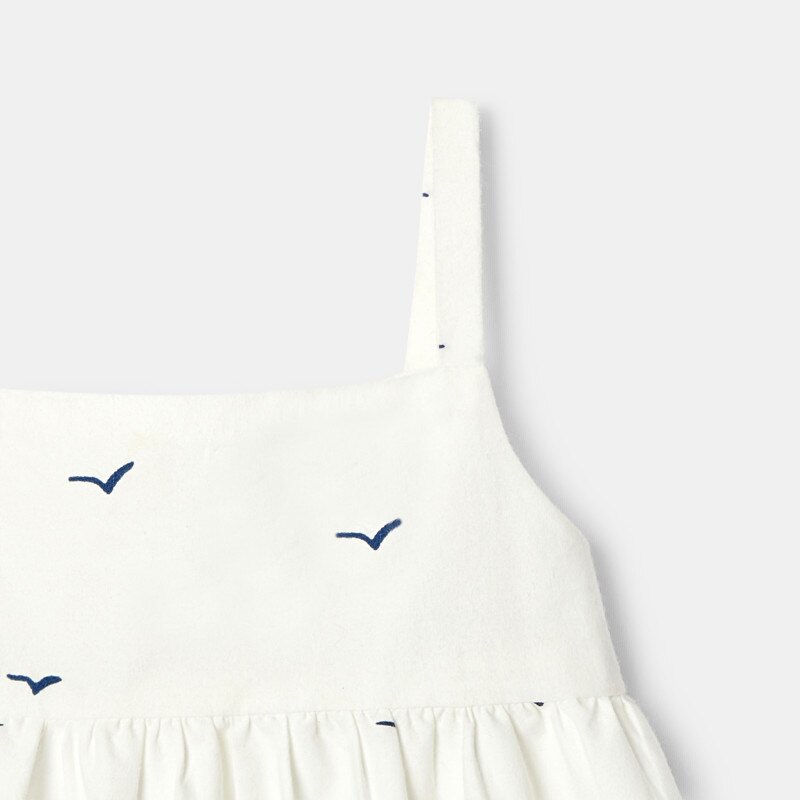 Robe à bretelles en coton bio blanche bébé fille Absorba Blanc
