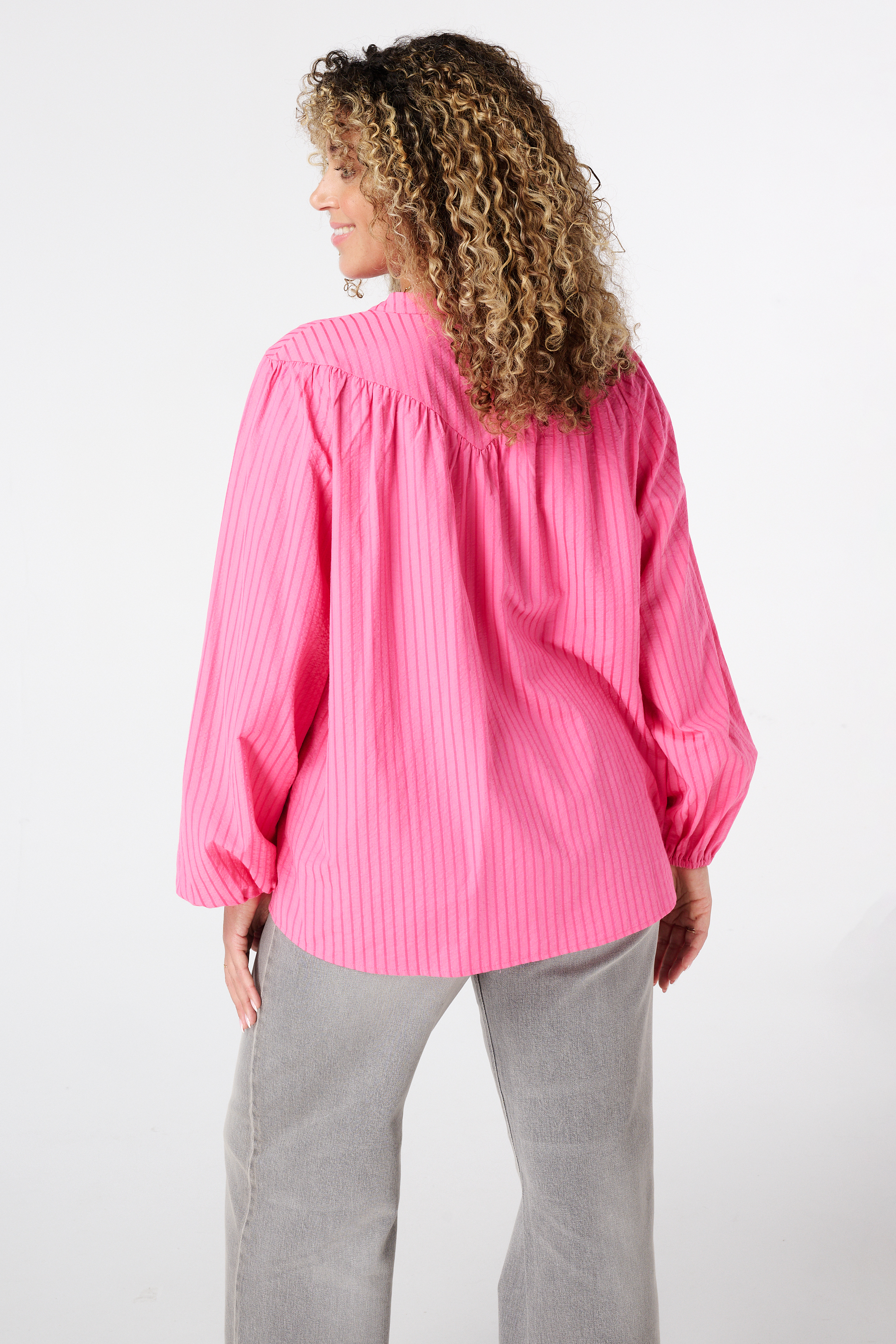 Blouse met streepdetail Multi Pink