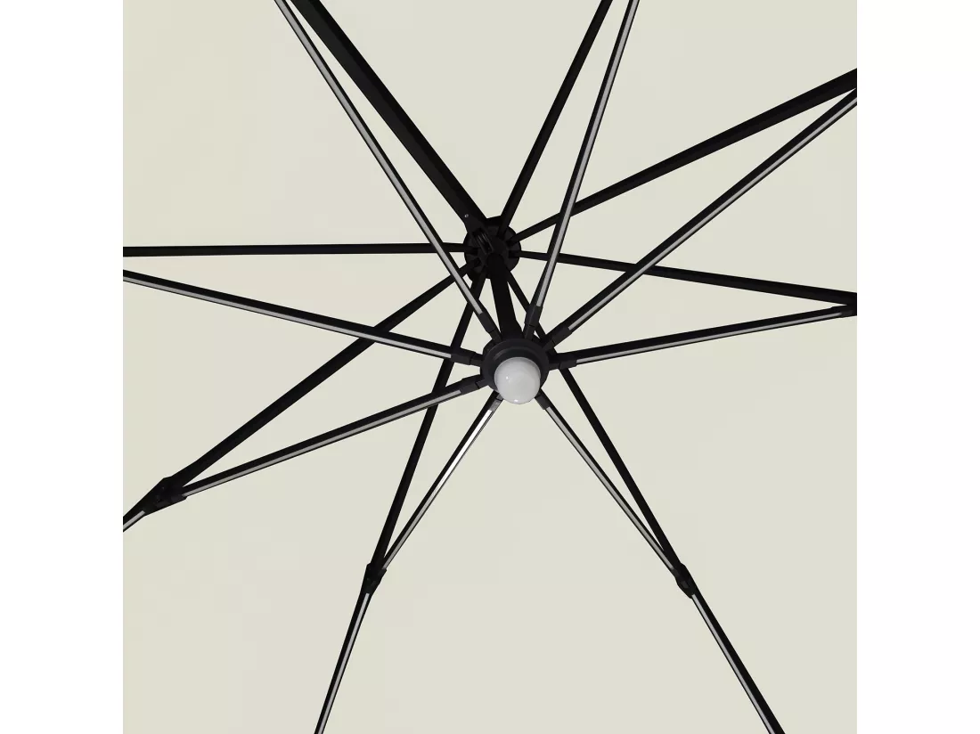 Parasol déporté LED 3x4m rectangle en aluminium + housse - rotatif 360° - Beige - ROME
