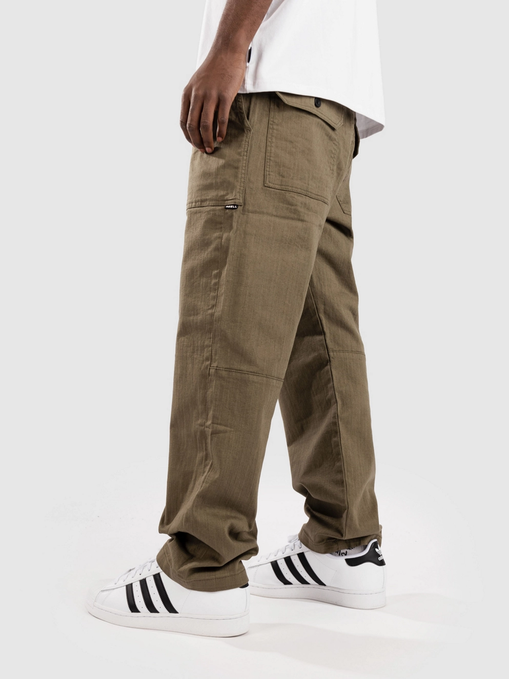 REELL Parker Pants olive herringbone twill