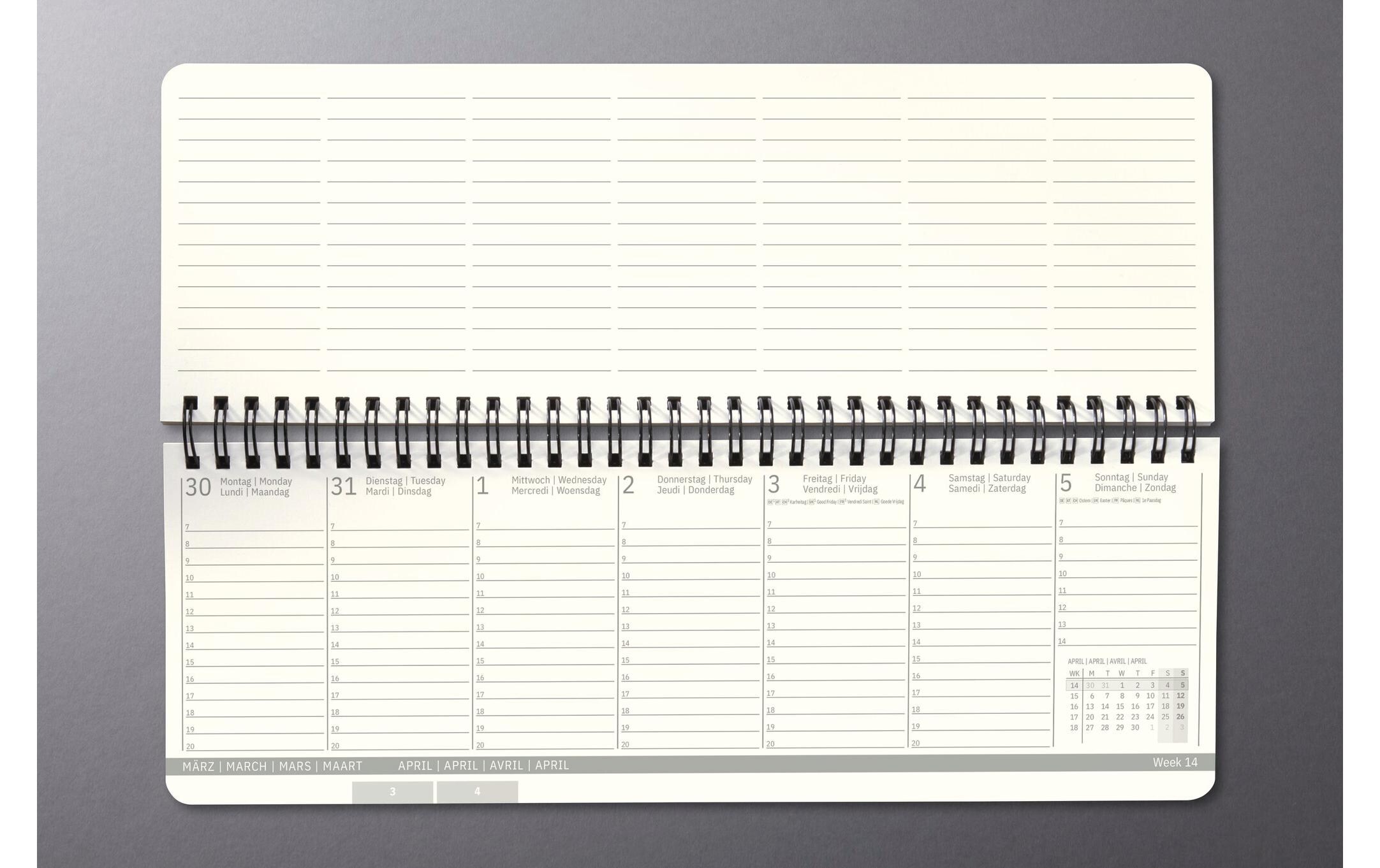 Tisch-Querkalender Conceptum 30 x 14,3cm, 2026, BlauWochenkalender mit Spiralbindung