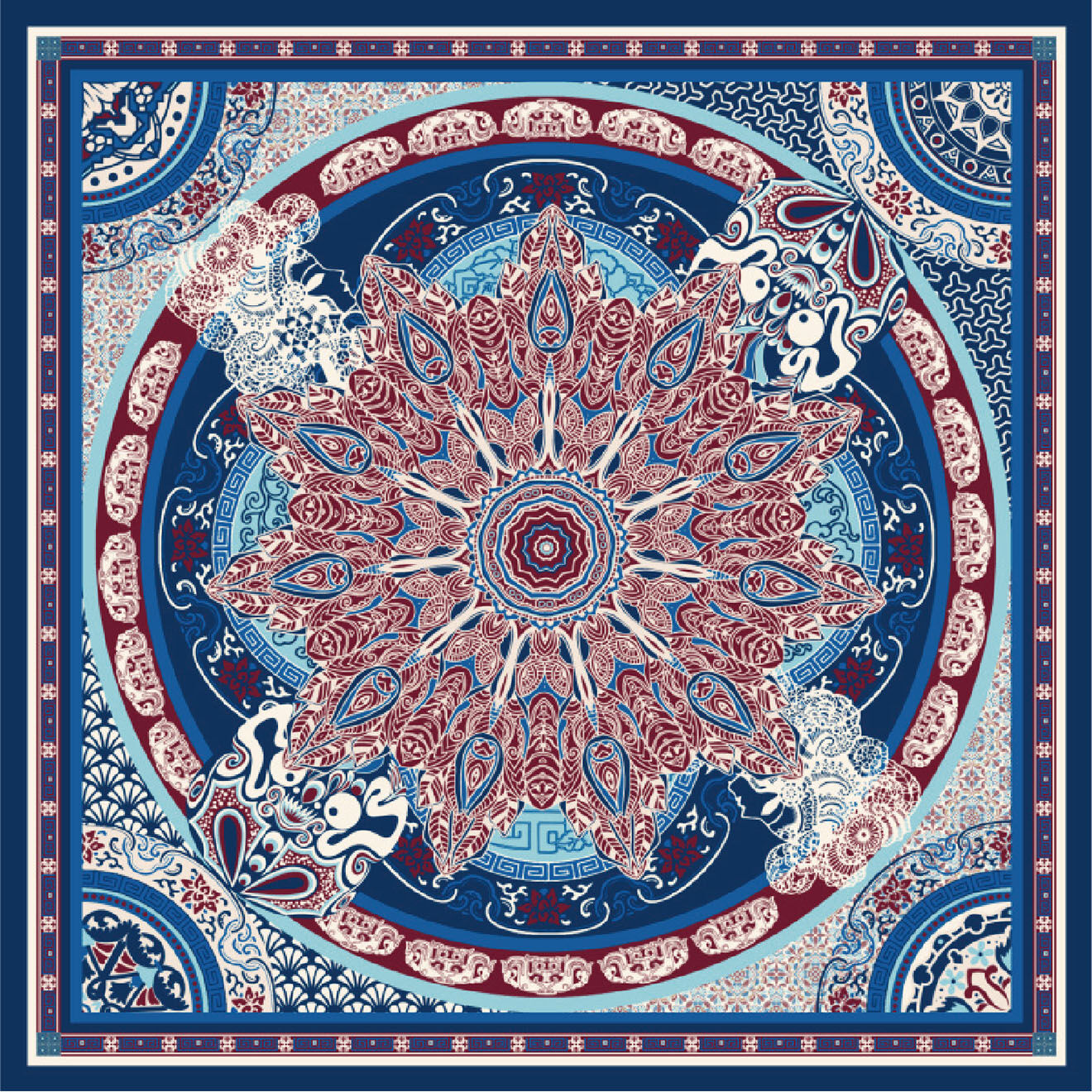 United by PDC Carré de Soie Selma multicolore - 25x25 cm