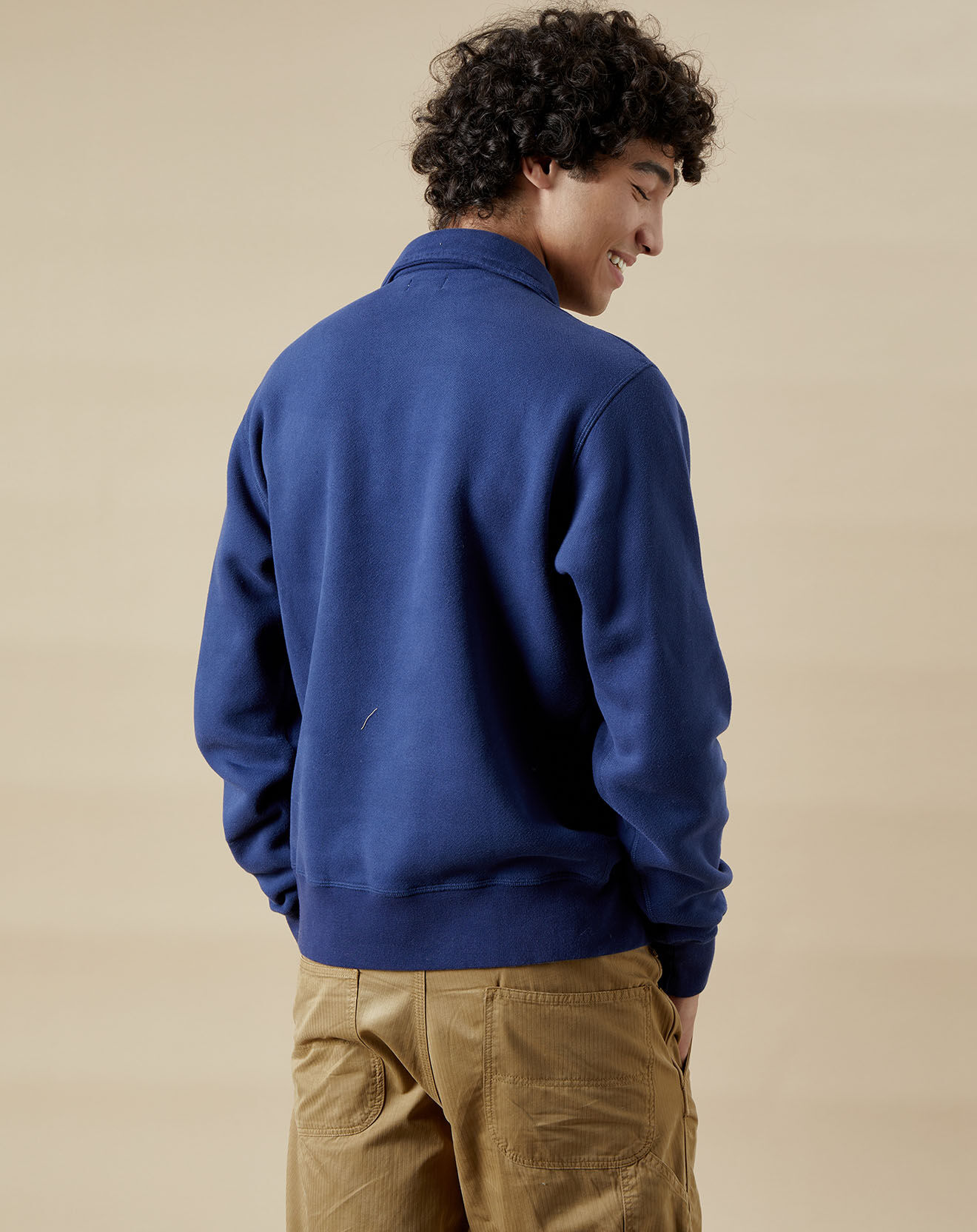 Hartford Sweat polo zipper worker bleu