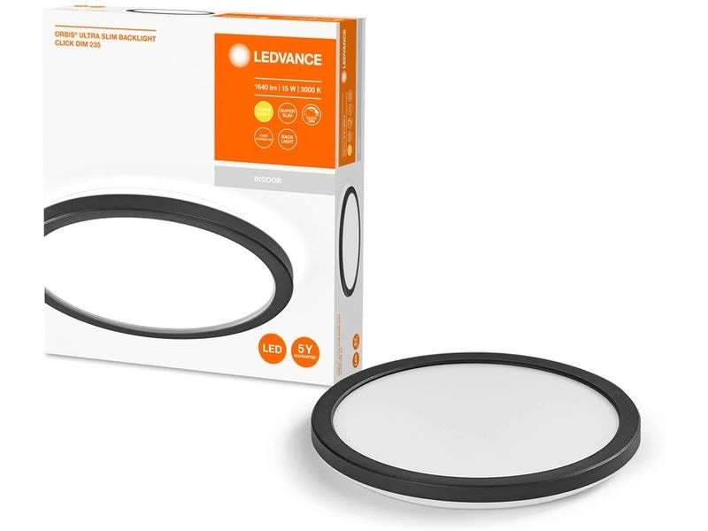 Ledvance Deckenleuchte Orbis Ultra Slim, Ø 23.5 cm, 3000K, Leuchte zur Deckenmontage