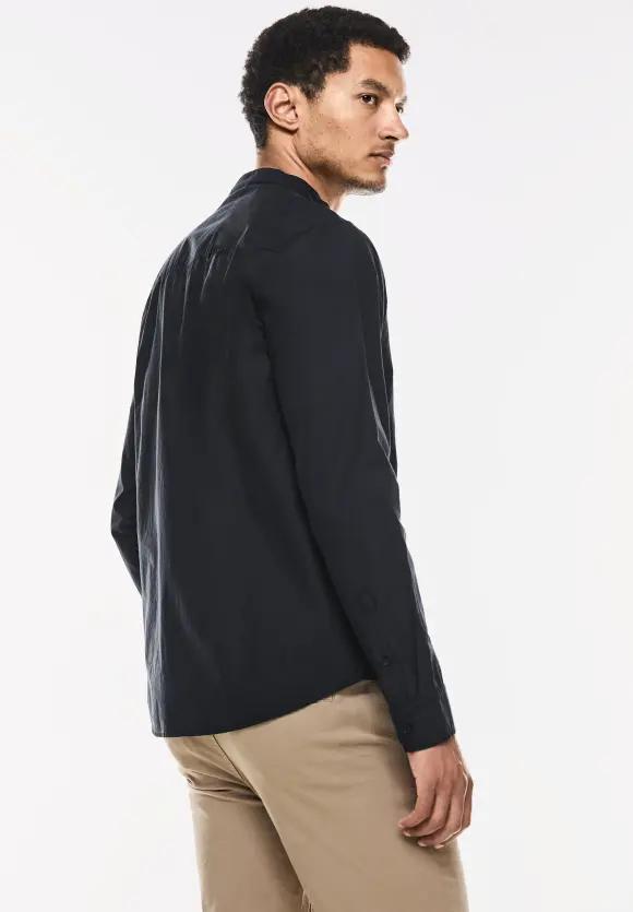 Stehkragen Hemd - faded black