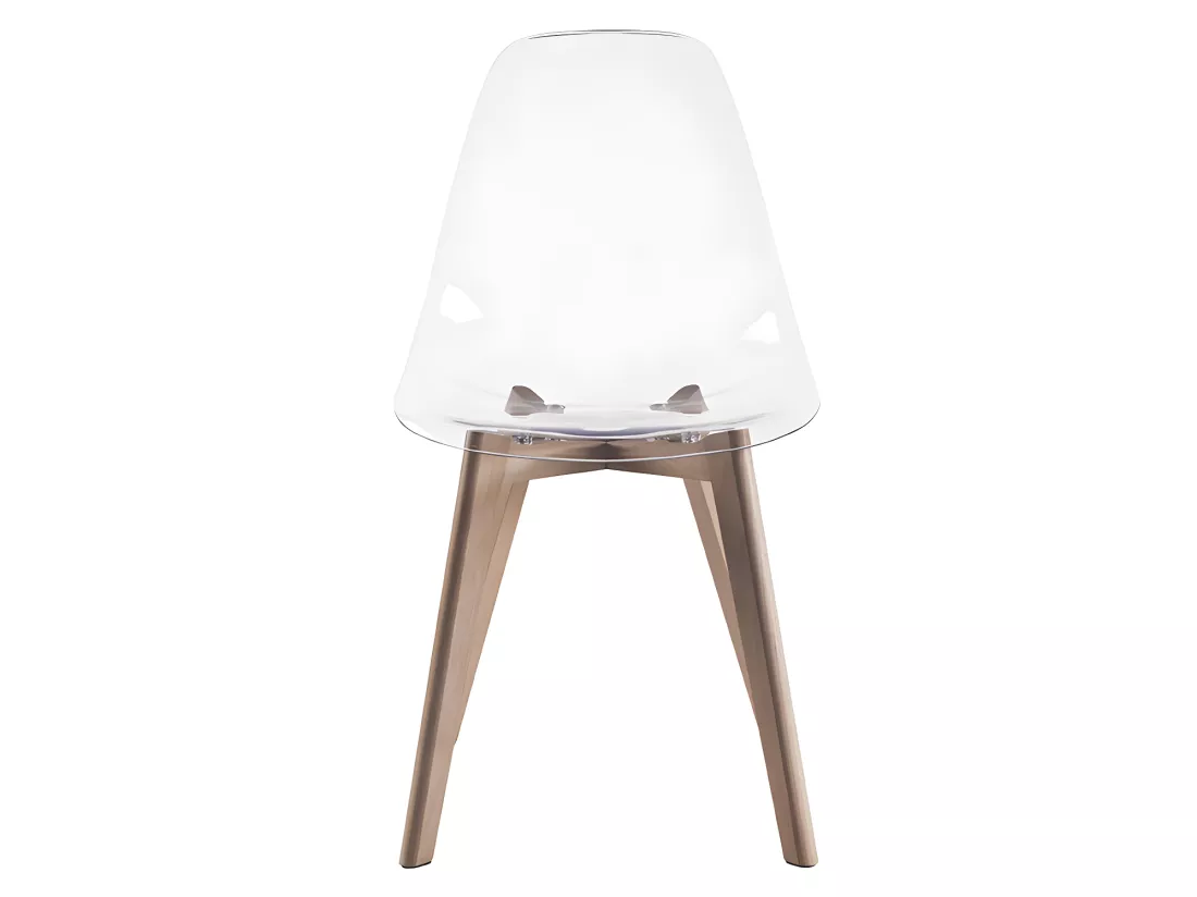 Lot de 6 chaises AUDRA - Polycarbonate et Hêtre - Transparent