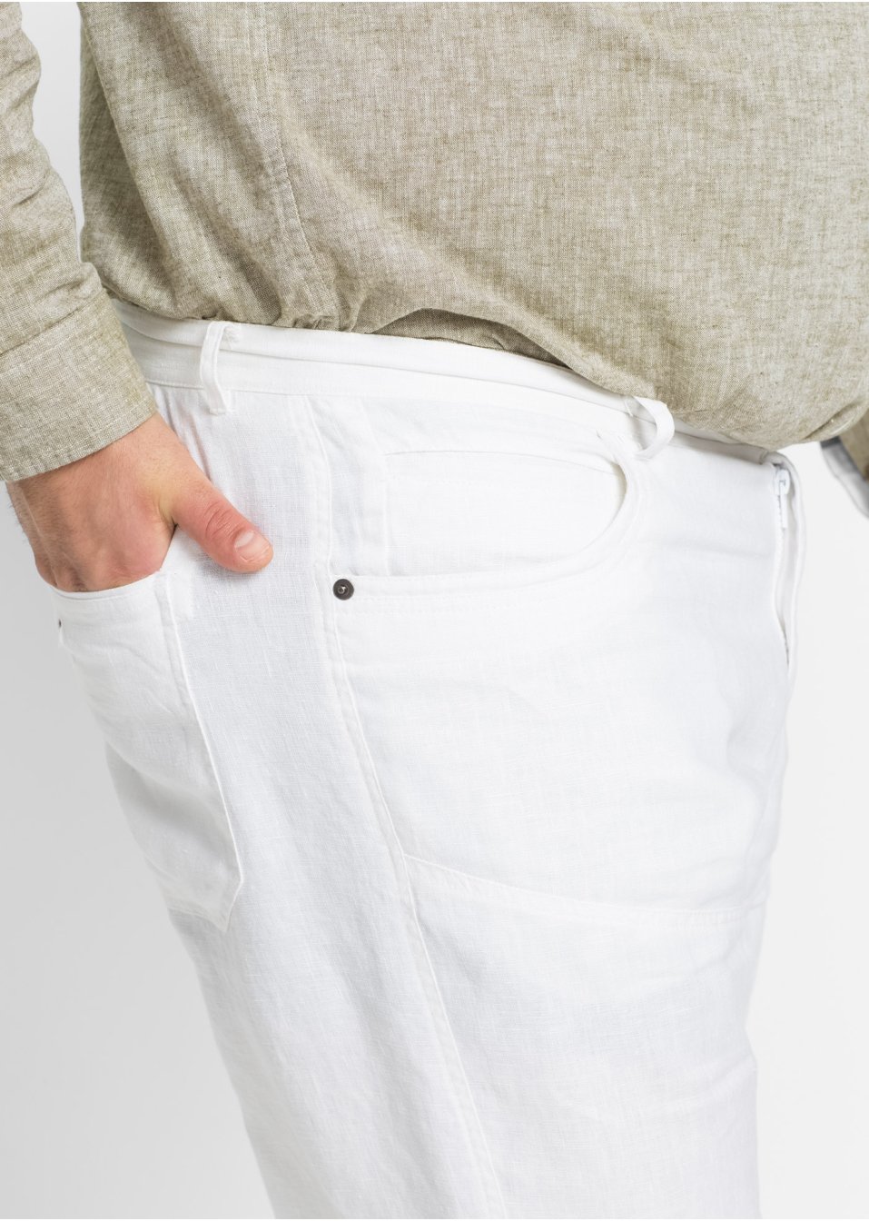 Pantalon lin Regular Fit, longueur modulable