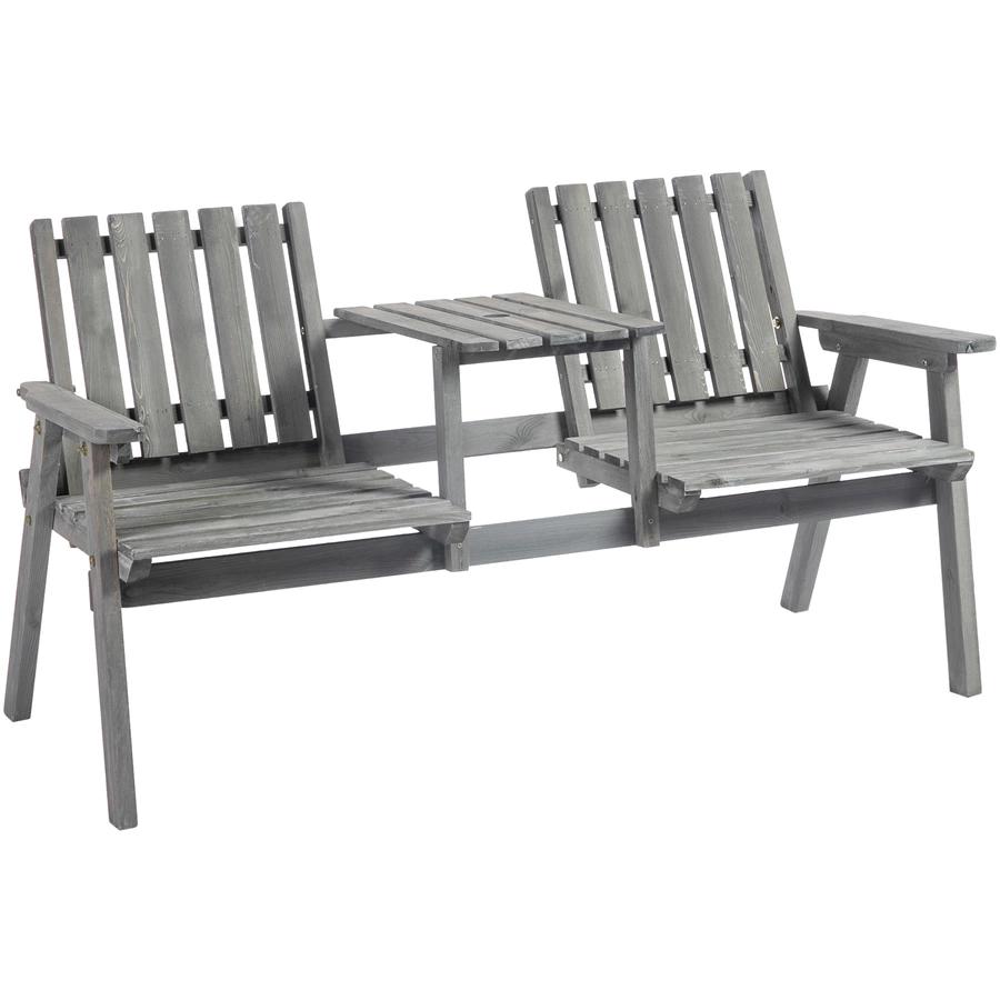 Outsunny Gartenbank mit Tisch grau
