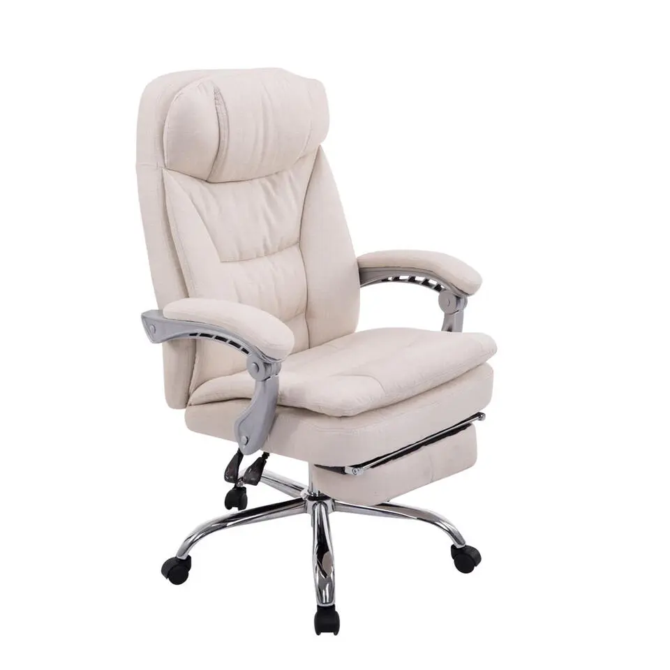 CLP Bureaustoel XL Troy chroom Frame - Stof - creme