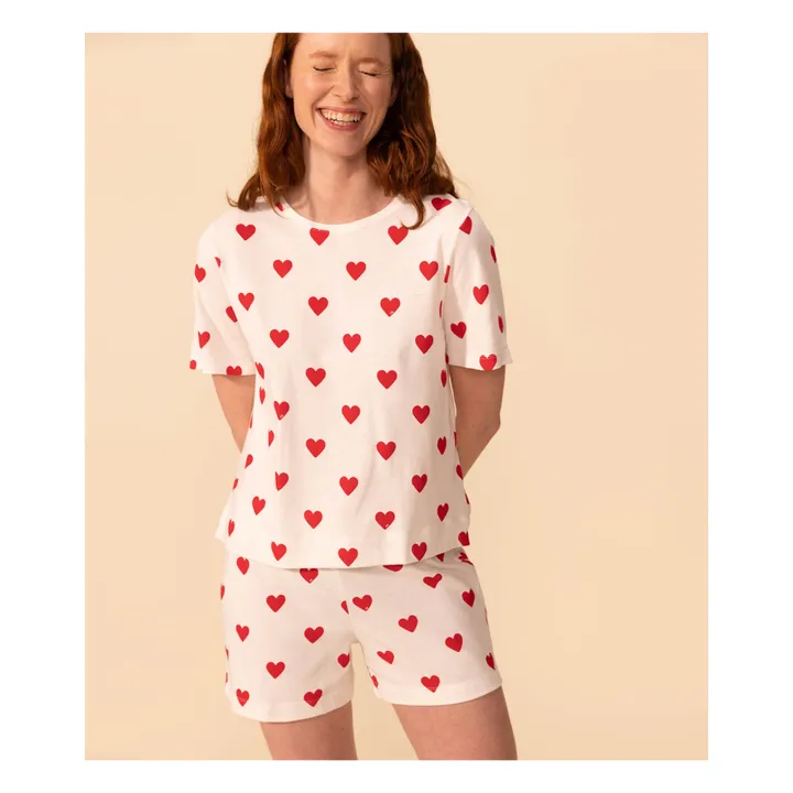 Petit Bateau Pyjama Short Mume Cœurs - Collection Femme | Ecru