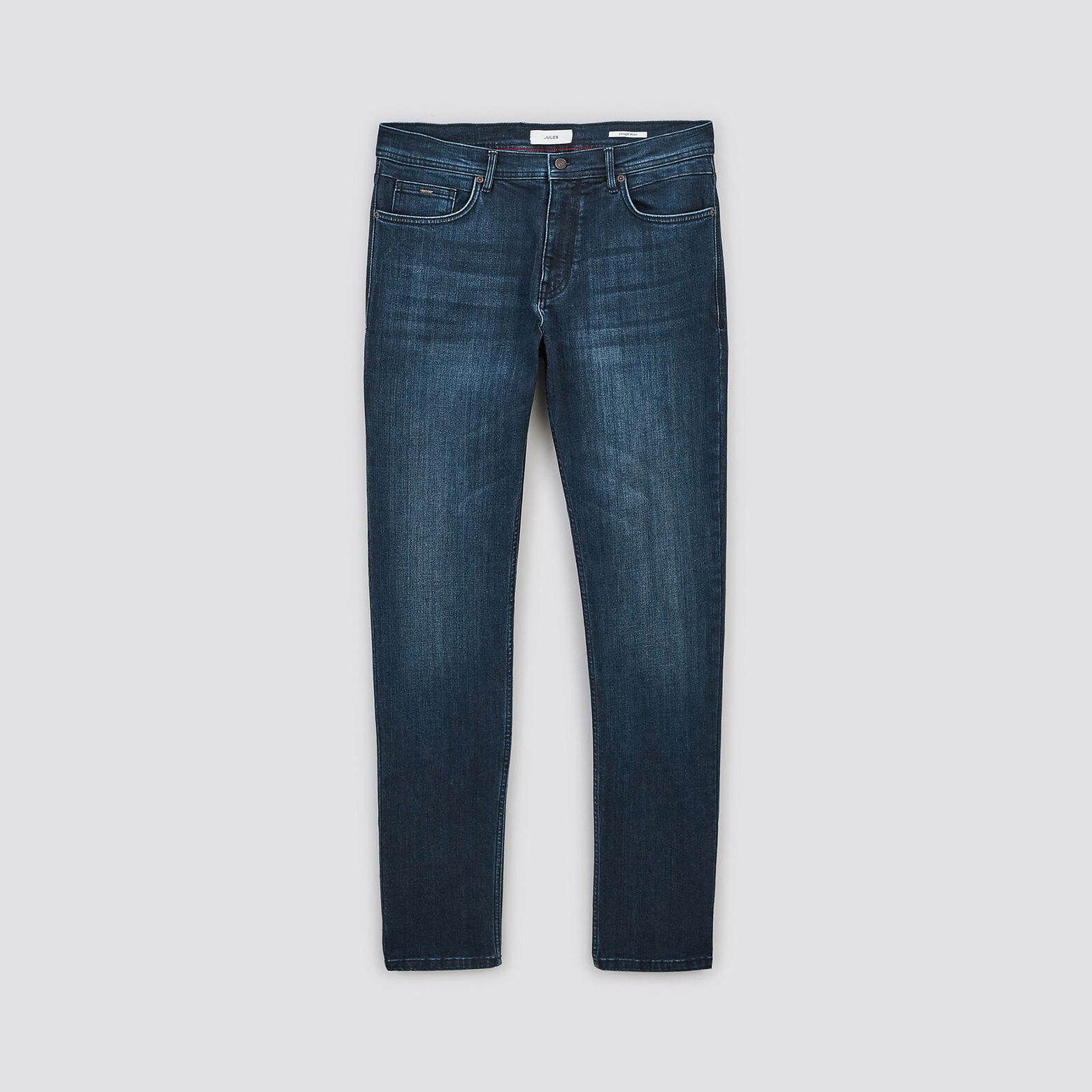 Jean straight intérieur doux Bleu