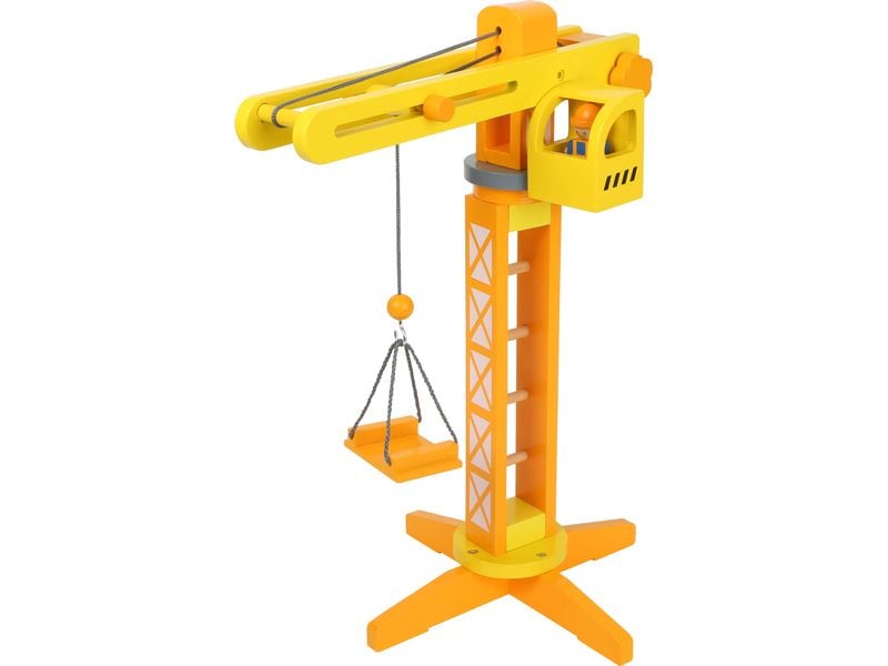 small foot Baukran mit Baustellenzubehör Umfangreiches Spielset aus Holz mit grossem Kran und viel Zubehör