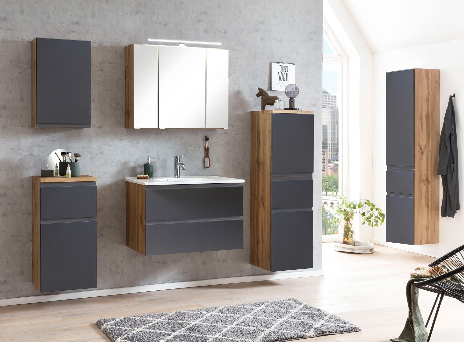 Hochschrank Gent grau B/H/T 40x180x35 cm