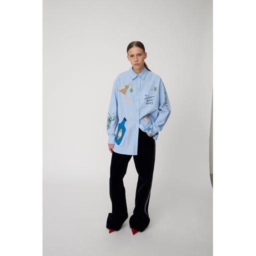 Stella Nova Bead Embellished Skjorte, Dust Blue, 36