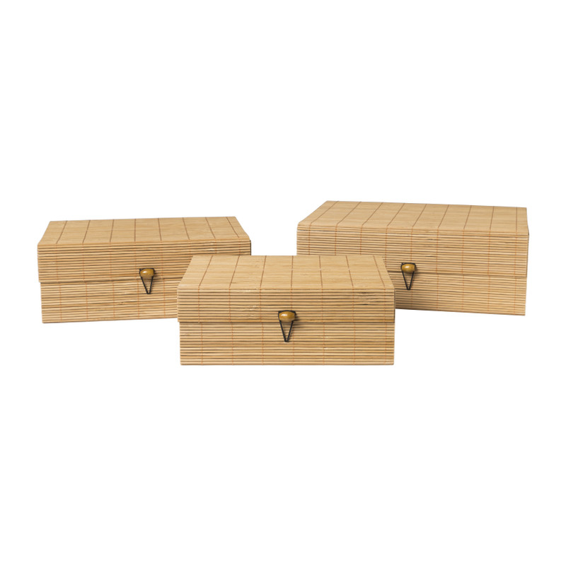 Bamboe kistje met deksel Moos - 8x21x16 cm - naturel